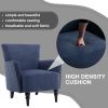 Armchair Modern Accent Sofa Chair with Linen surface,Leisure Chair with solid wood feet for living room bedroom Studio,Blue