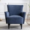 Armchair Modern Accent Sofa Chair with Linen surface,Leisure Chair with solid wood feet for living room bedroom Studio,Blue