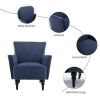 Armchair Modern Accent Sofa Chair with Linen surface,Leisure Chair with solid wood feet for living room bedroom Studio,Blue