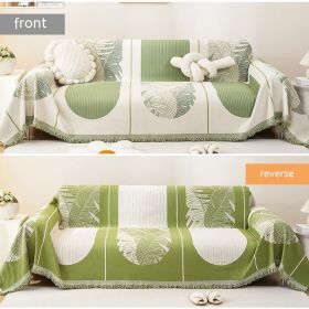 Chenille Sofa Cover Towel Four Seasons (Option: Feather Leaf Green-180x380cm)