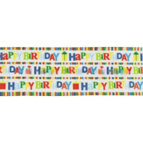 Printed Ribbon Hair Accessories Dacron Ribbon Gift Ribbed Band Holiday Happy Birthday Ribbon (Option: Coral-25MM)