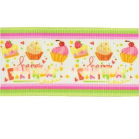 Printed Ribbon Hair Accessories Dacron Ribbon Gift Ribbed Band Holiday Happy Birthday Ribbon (Option: Orange-25mm)