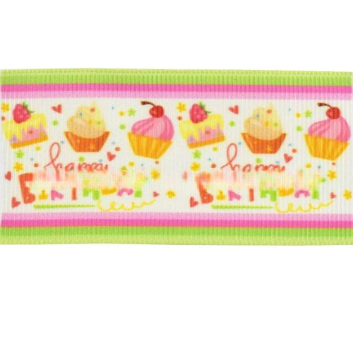 Printed Ribbon Hair Accessories Dacron Ribbon Gift Ribbed Band Holiday Happy Birthday Ribbon