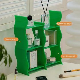 Wavy Acrylic Shelf Living Room Desktop Cup Storage Rack (Color: Green)