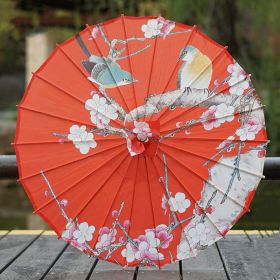 Hanfu Ancient Style Silk Cloth Oiled Paper Umbrella Rainproof And Sun Protection (Option: 8style-82cm Diameter+Chinese Knot)