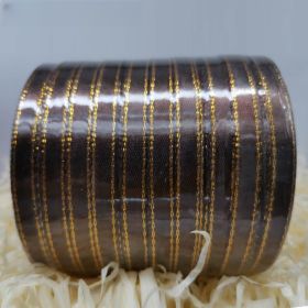Double Gold Edge Satin Ribbon Gift Package Ribbon Decorative Band Korean Style Handicraft DIY Material Ribbon (Option: Brown-6mm 25yards)