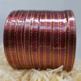 Double Gold Edge Satin Ribbon Gift Package Ribbon Decorative Band Korean Style Handicraft DIY Material Ribbon (Option: wine red-6mm 25yards)