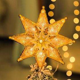 LED Christmas Decorative Lights Octagonal Star Treetop Lamp (Option: Large Warm White 20x18cm-Battery Box)