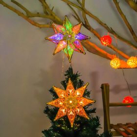 LED Christmas Decorative Lights Octagonal Star Treetop Lamp (Option: Large Color 20x18cm-Battery Box)