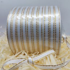 Double Gold Edge Satin Ribbon Gift Package Ribbon Decorative Band Korean Style Handicraft DIY Material Ribbon (Option: Beige-6mm 25yards)