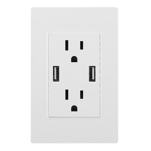 USB Wall Outlet Dual 2.4A USB Wall Charger High Speed Duplex Wall Socket US Standard