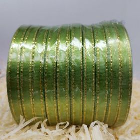 Double Gold Edge Satin Ribbon Gift Package Ribbon Decorative Band Korean Style Handicraft DIY Material Ribbon (Option: Fruit Green-6mm 25yards)