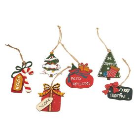 Wooden Christmas Tree Pendant Table Decoration Mini Retro Decorations (Option: A Set Of 6)