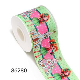 Christmas Printing Thermal Transfer Flower Diy Ribbon Roll (Option: Style 86280-25mm-50yards)